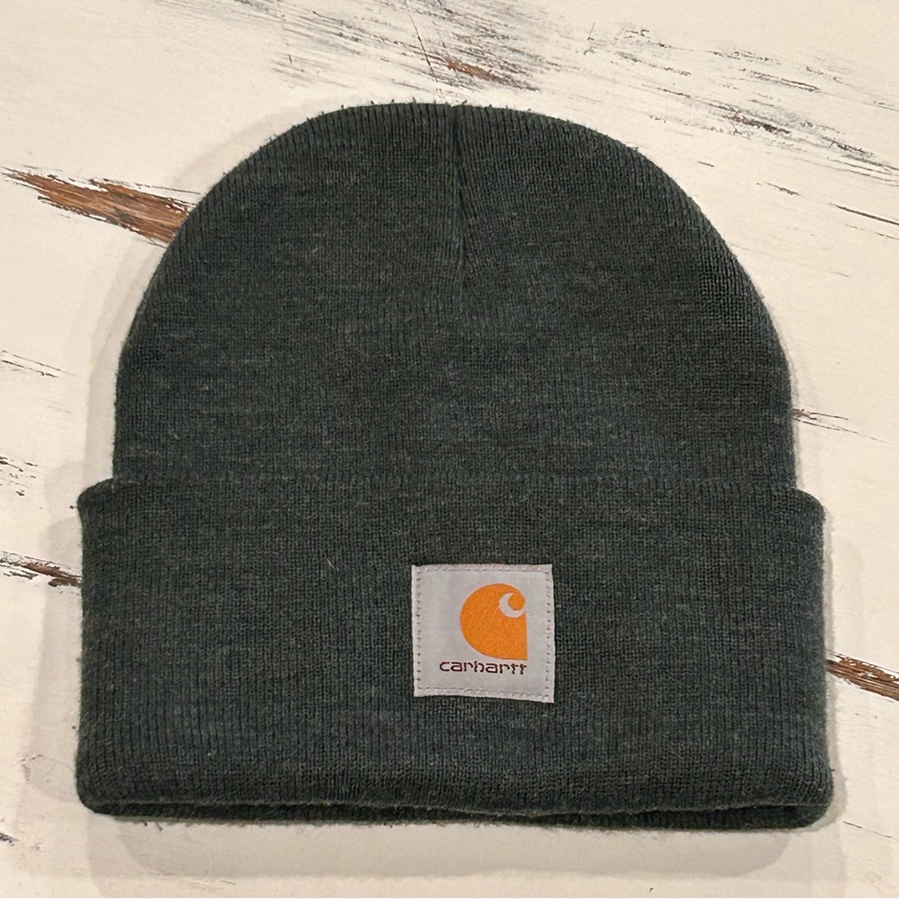 Carhartt Beanie Unisex Charcoal Grey Skyline Sheet Metal Logo Knit Cuff‎ Hat